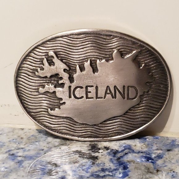 Other - Iceland Belt Buckle- Silver Metal - Vintage